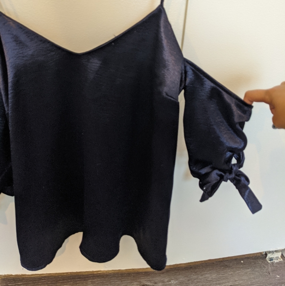 Satin cold shoulder top